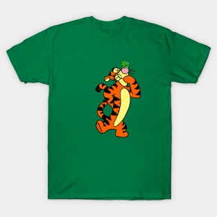 Tiger with Awareness Ribbon Butterfly (Green) T-Shirt